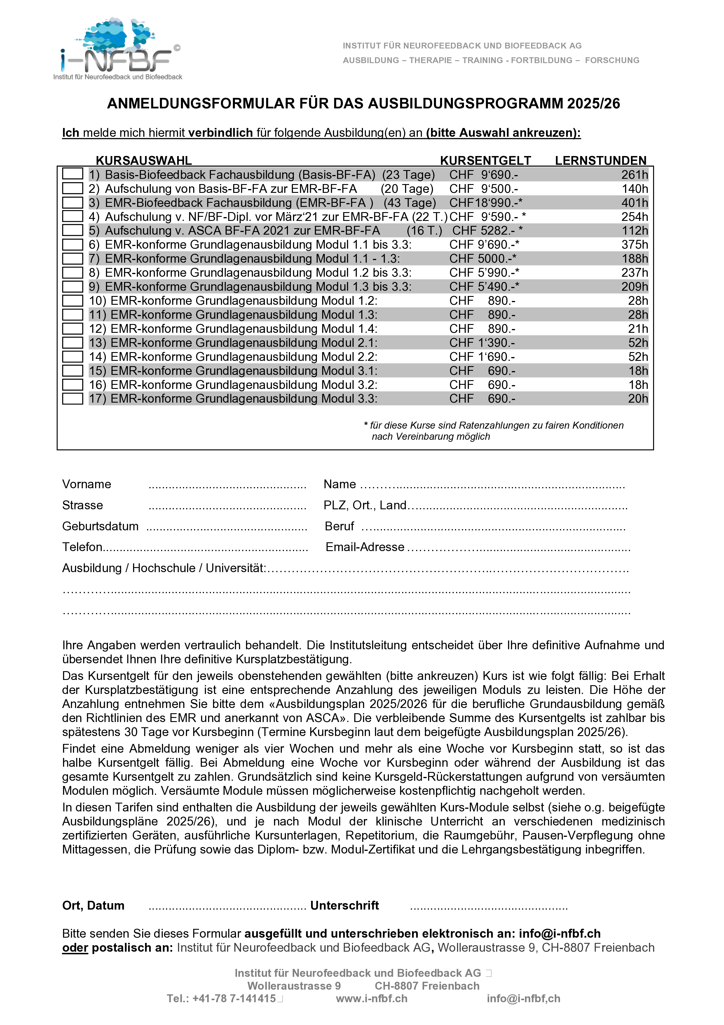 Application form preview